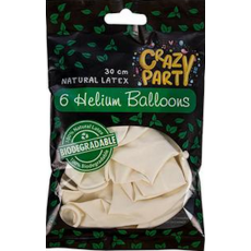 White Biodegradeable Natural Latex Balloons 6 Piece